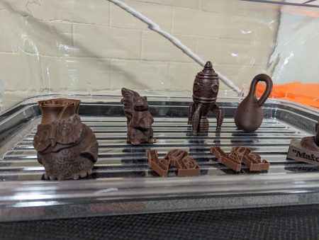 Items 3D printed in Chocolate